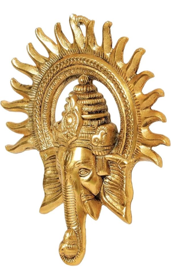 Golden Sun Halo Lord Ganesha Wall Hanging - Image 5