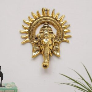 Golden Sun Halo Lord Ganesha Wall Hanging