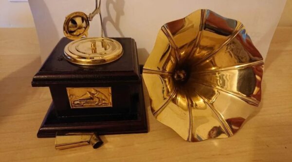 Vintage Brass Miniature Gramophone Showpiece - Image 3
