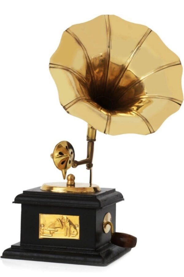 Vintage Brass Miniature Gramophone Showpiece - Image 2