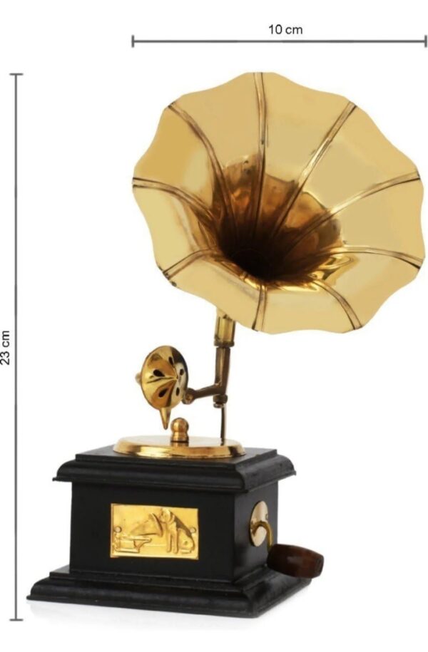 Vintage Brass Miniature Gramophone Showpiece - Image 4