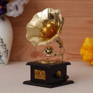 Vintage Brass Miniature Gramophone Showpiece
