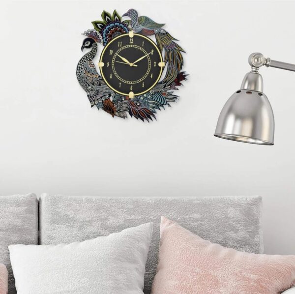 Artistic Peacock Wall Clock - Image 2