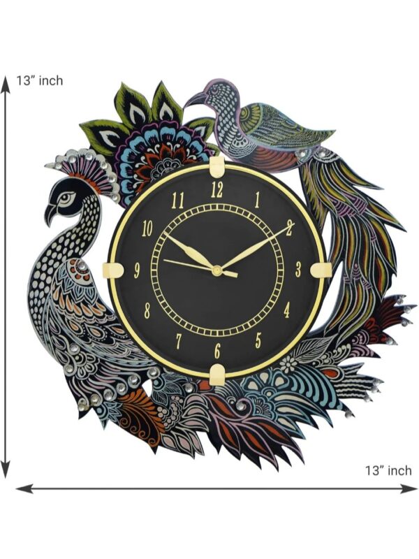 Artistic Peacock Wall Clock - Image 3