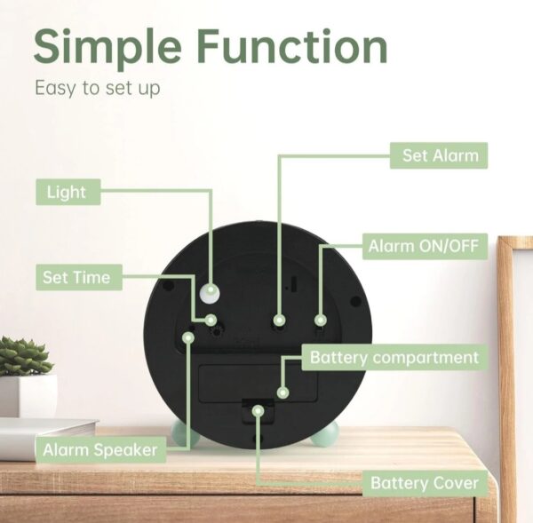 Super Silent Non Ticking Small Clock with Night Light - Image 6
