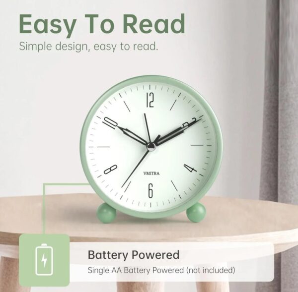 Super Silent Non Ticking Small Clock with Night Light - Image 2