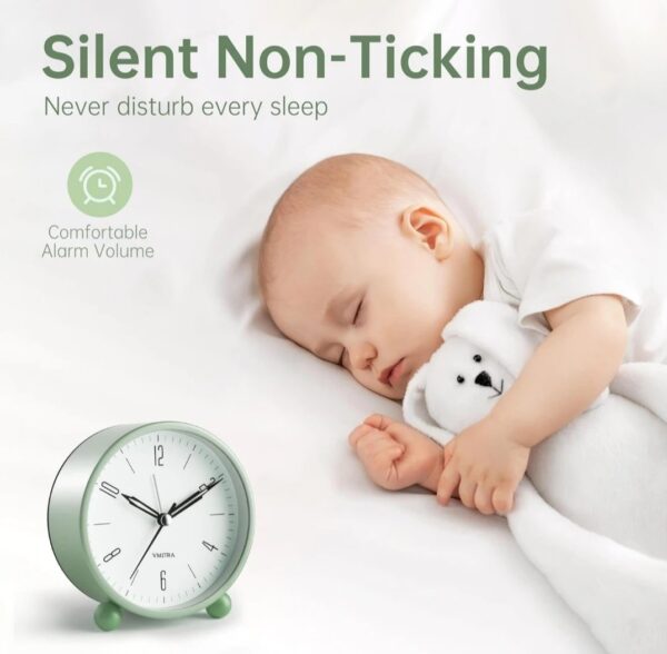 Super Silent Non Ticking Small Clock with Night Light - Image 5