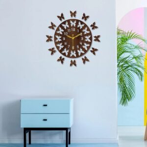 Butterfly Bliss Wooden Wall Clock