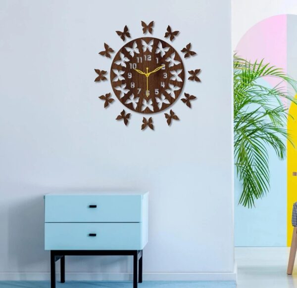 Butterfly Bliss Wooden Wall Clock