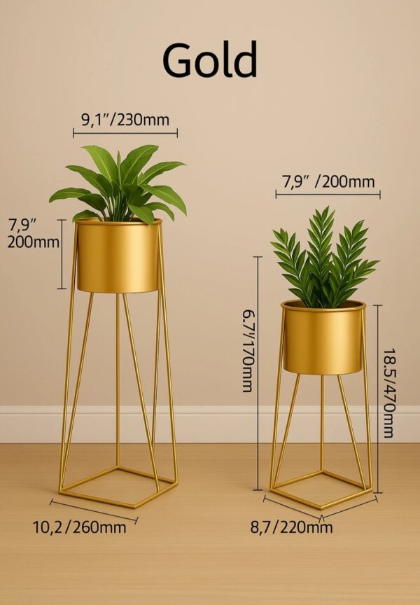 Golden Elegance Metal Planter Stand Set - Image 4