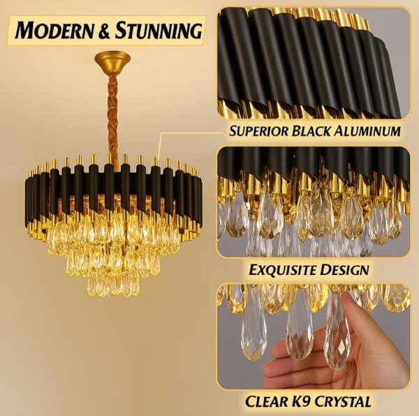 Luxe Noir Crystal Chandelier - Image 4