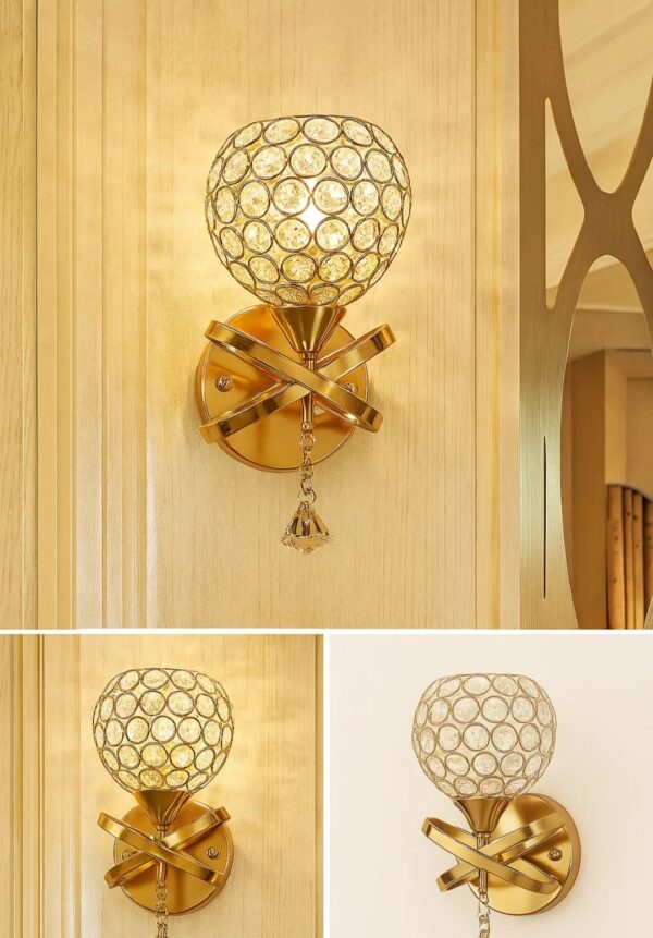 Golden Crystal Glow Wall Sconce - Image 3