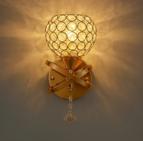Golden Crystal Glow Wall Sconce