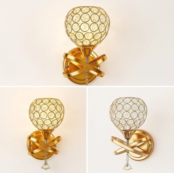 Golden Crystal Glow Wall Sconce - Image 4