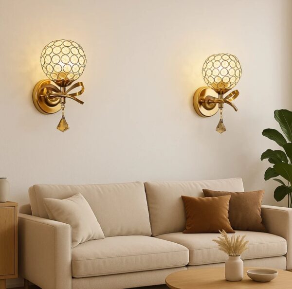 Golden Crystal Glow Wall Sconce - Image 2