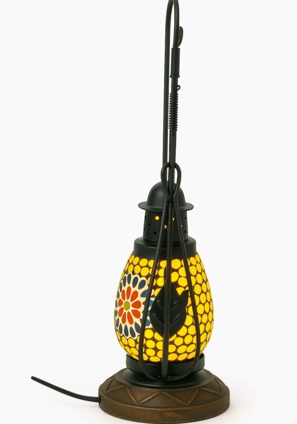 Vintage Mosaic Glass Lantern Lamp - Image 3