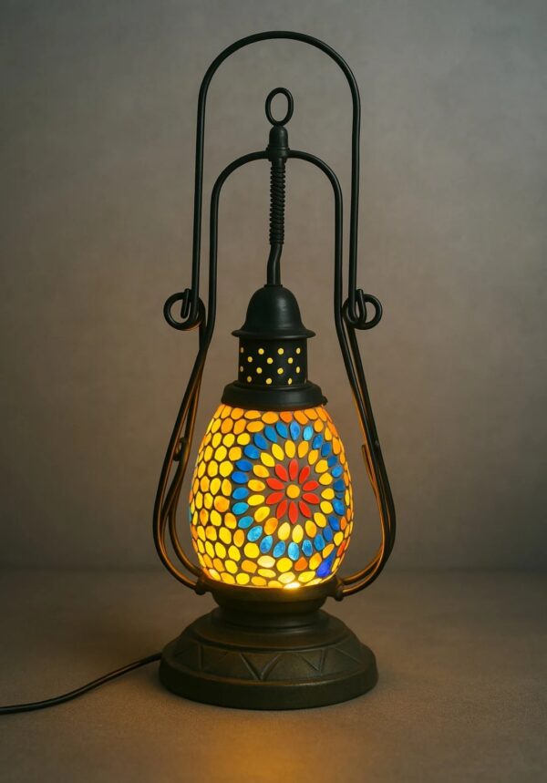 Vintage Mosaic Glass Lantern Lamp