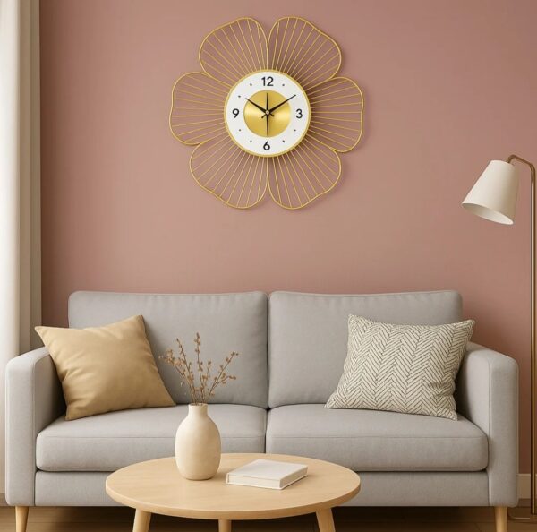 Golden Petal Wall Clock