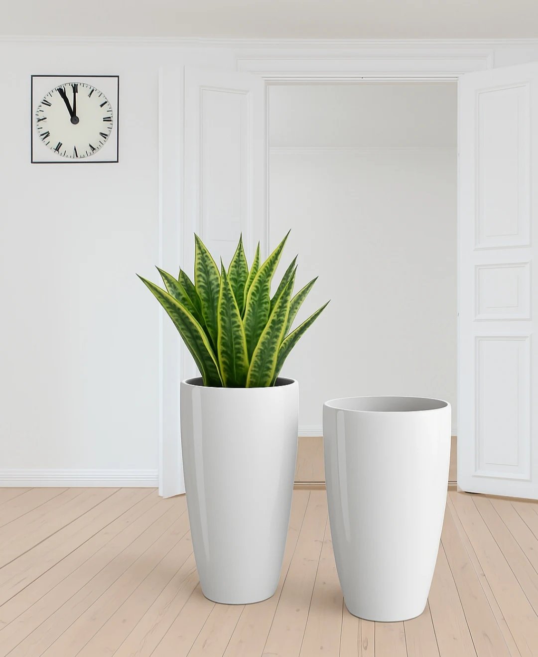 Glossy White Tapered Planter