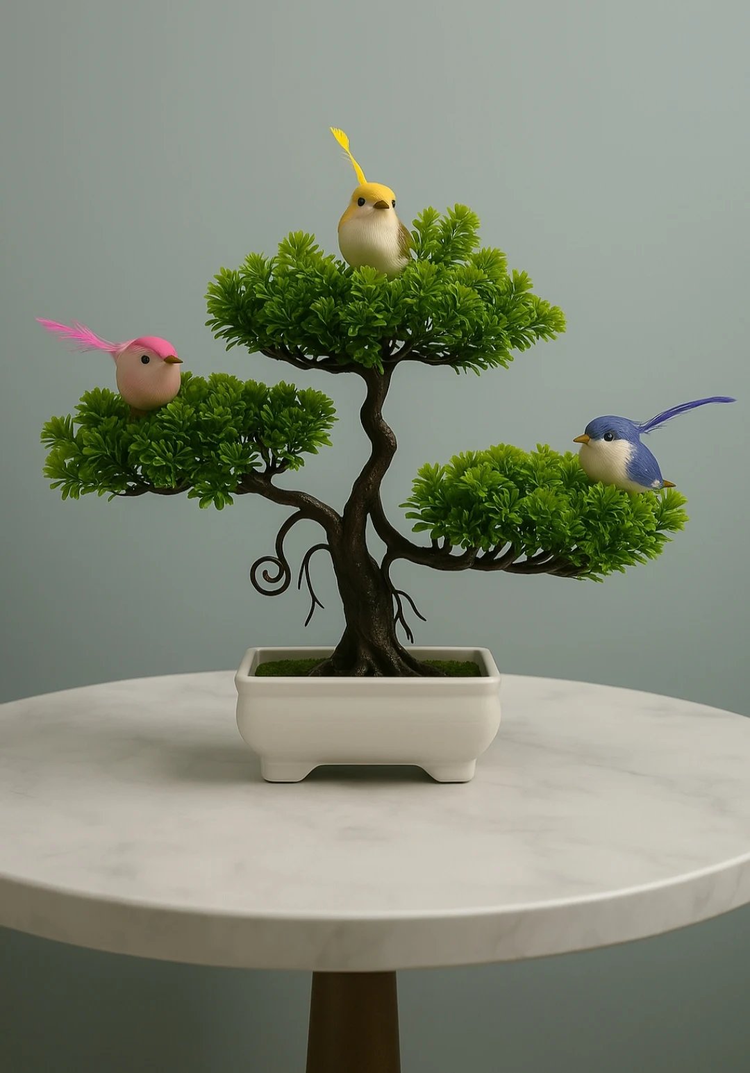 Mini Bonsai Tree with Decorative Birds - Image 3