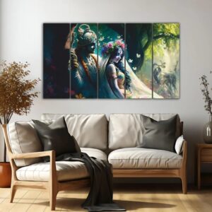 Radha Krishna Divine Love 5-Piece Wall Art