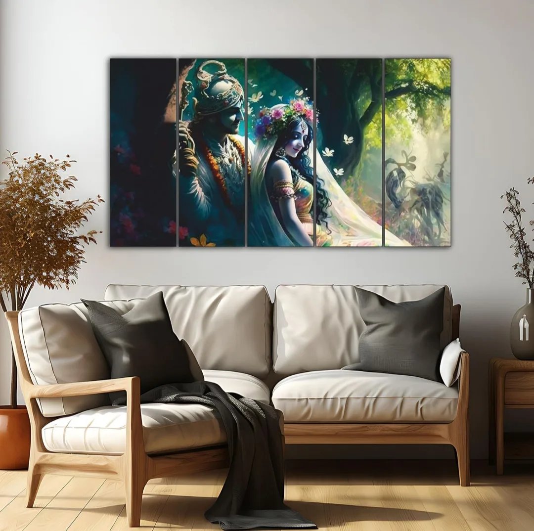 Radha Krishna Divine Love 5-Piece Wall Art