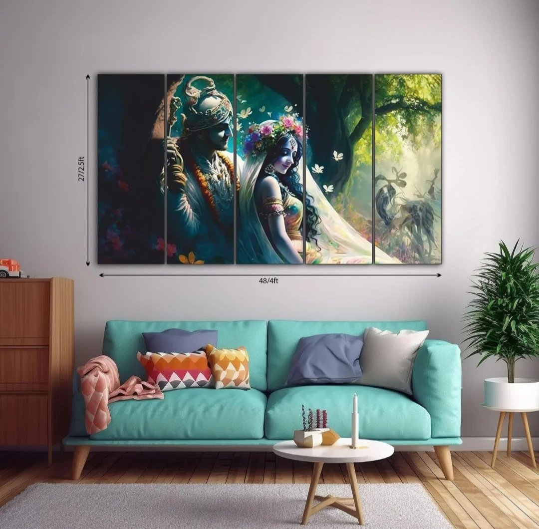 Radha Krishna Divine Love 5-Piece Wall Art - Image 2