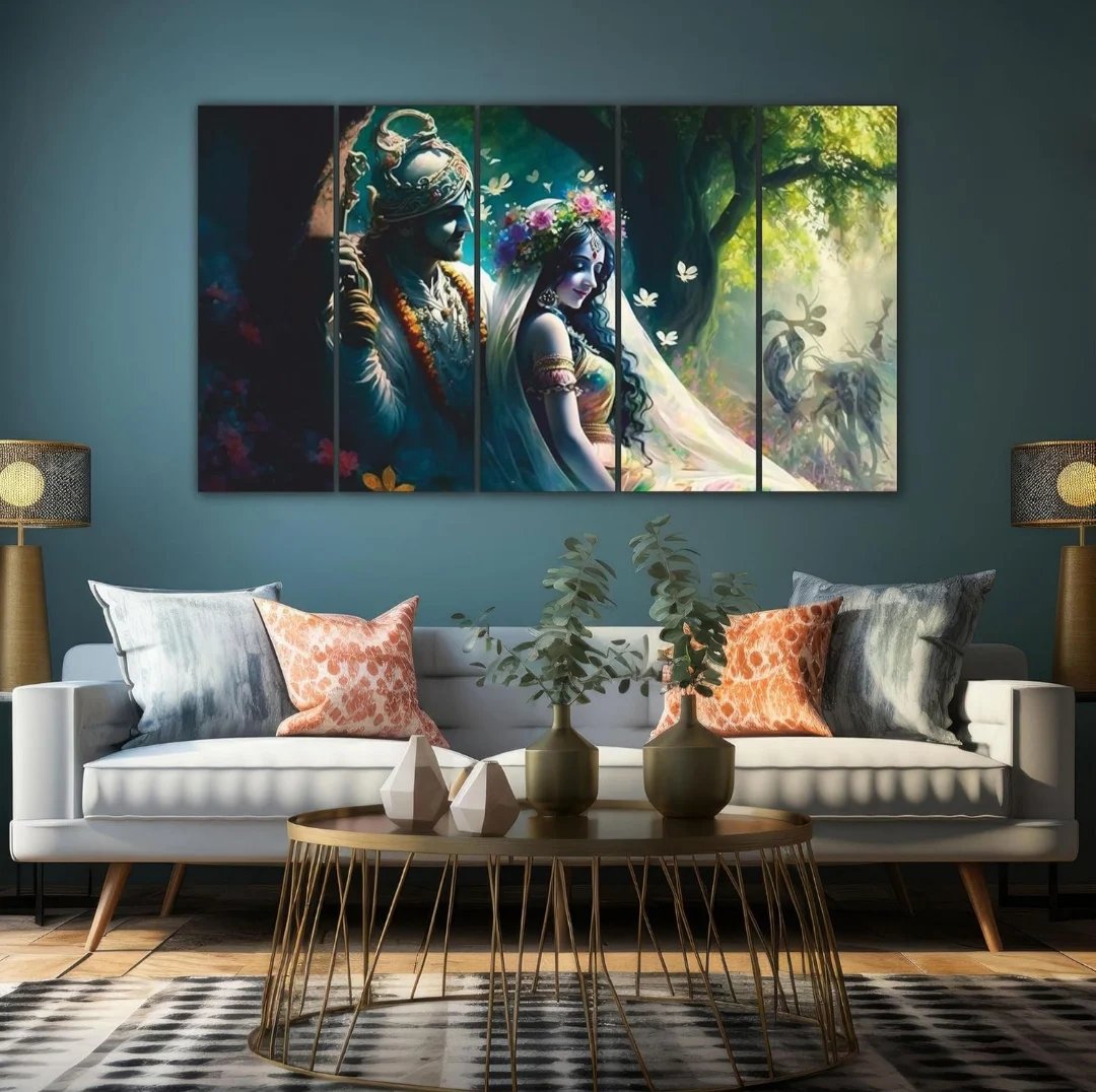 Radha Krishna Divine Love 5-Piece Wall Art - Image 3