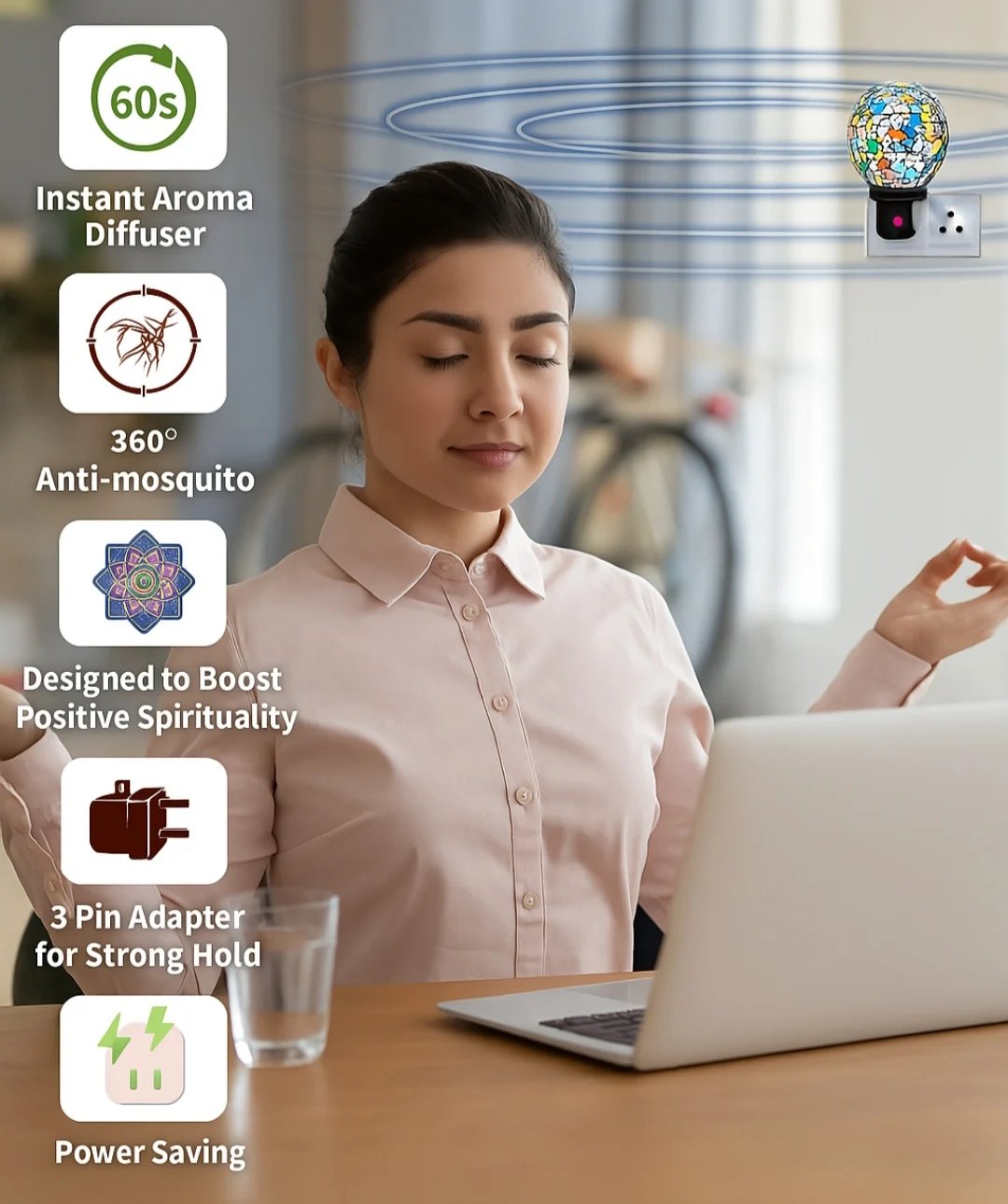 Electric Ceramic Multicolor Aroma Diffuser Kapoordani with Night Lamp Incense Burner - Image 6