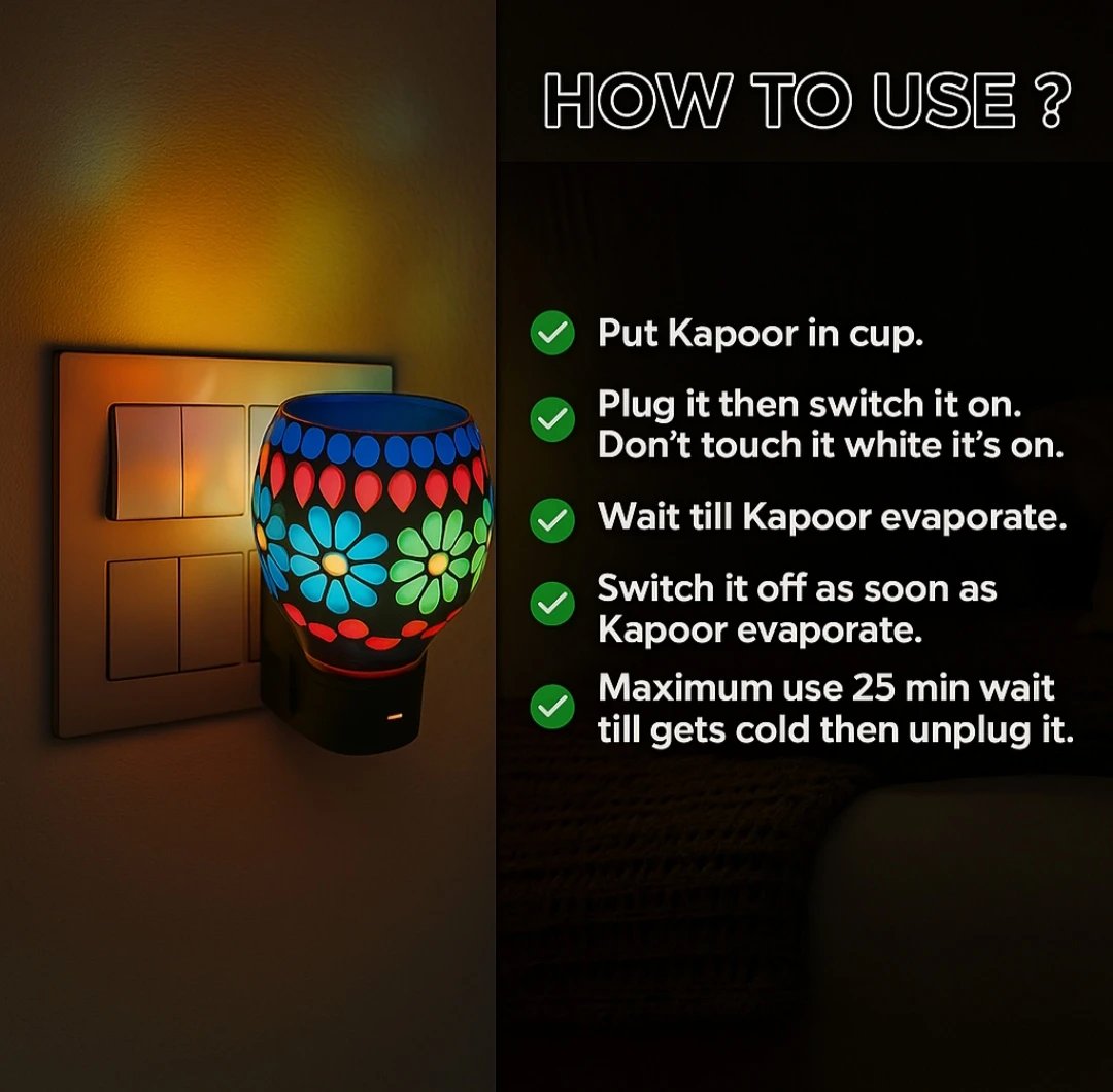 Electric Ceramic Multicolor Aroma Diffuser Kapoordani with Night Lamp Incense Burner - Image 5