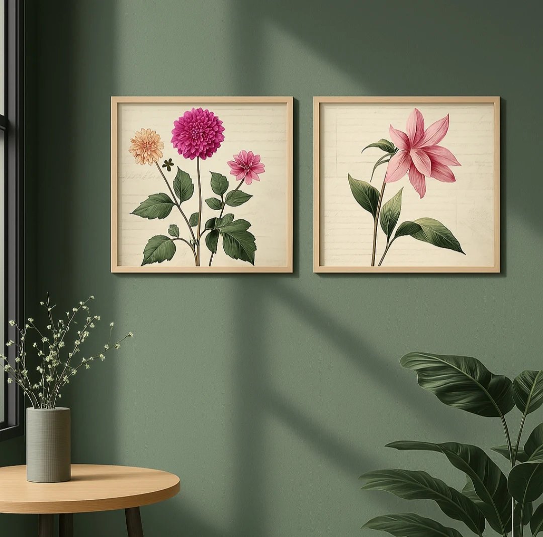 Vintage Botanical Floral Wall Art - Set of 2 - Image 6
