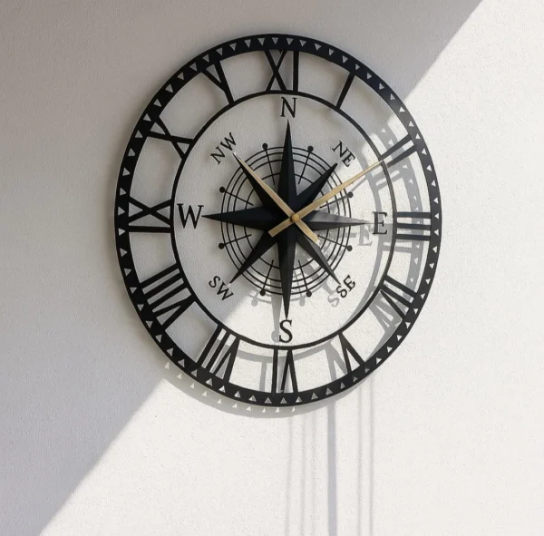 Compass-Inspired Roman Wall Clock - Image 3