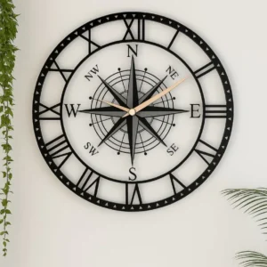 Compass-Inspired Roman Wall Clock