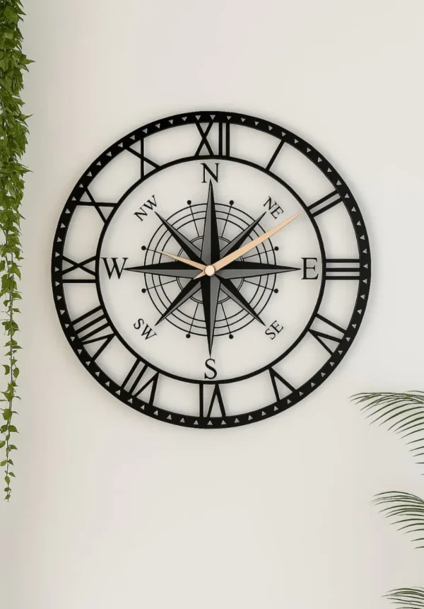 Compass-Inspired Roman Wall Clock