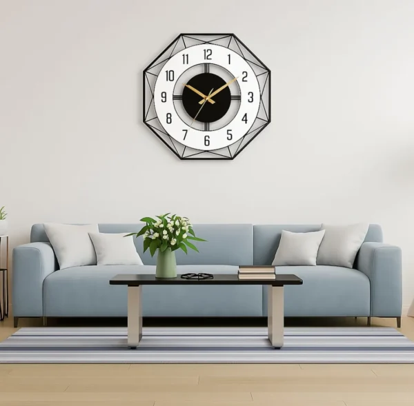 Luxe OctaFrame Geometric Wall Clock - Image 2