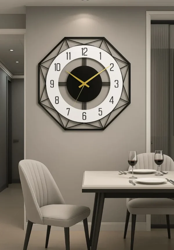 Luxe OctaFrame Geometric Wall Clock