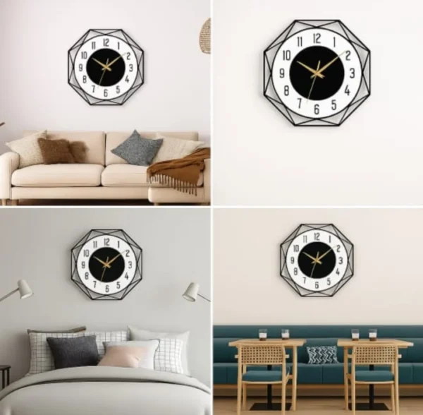 Luxe OctaFrame Geometric Wall Clock - Image 3